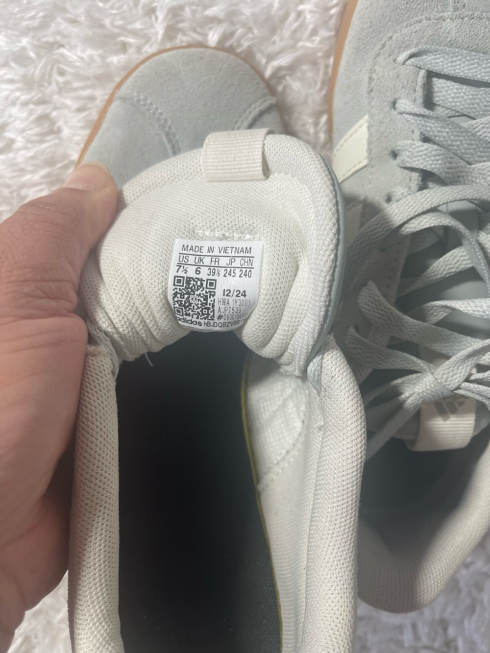 adidas Light Gray Suede Sneakers with White Stripes - Picture 4 of 4